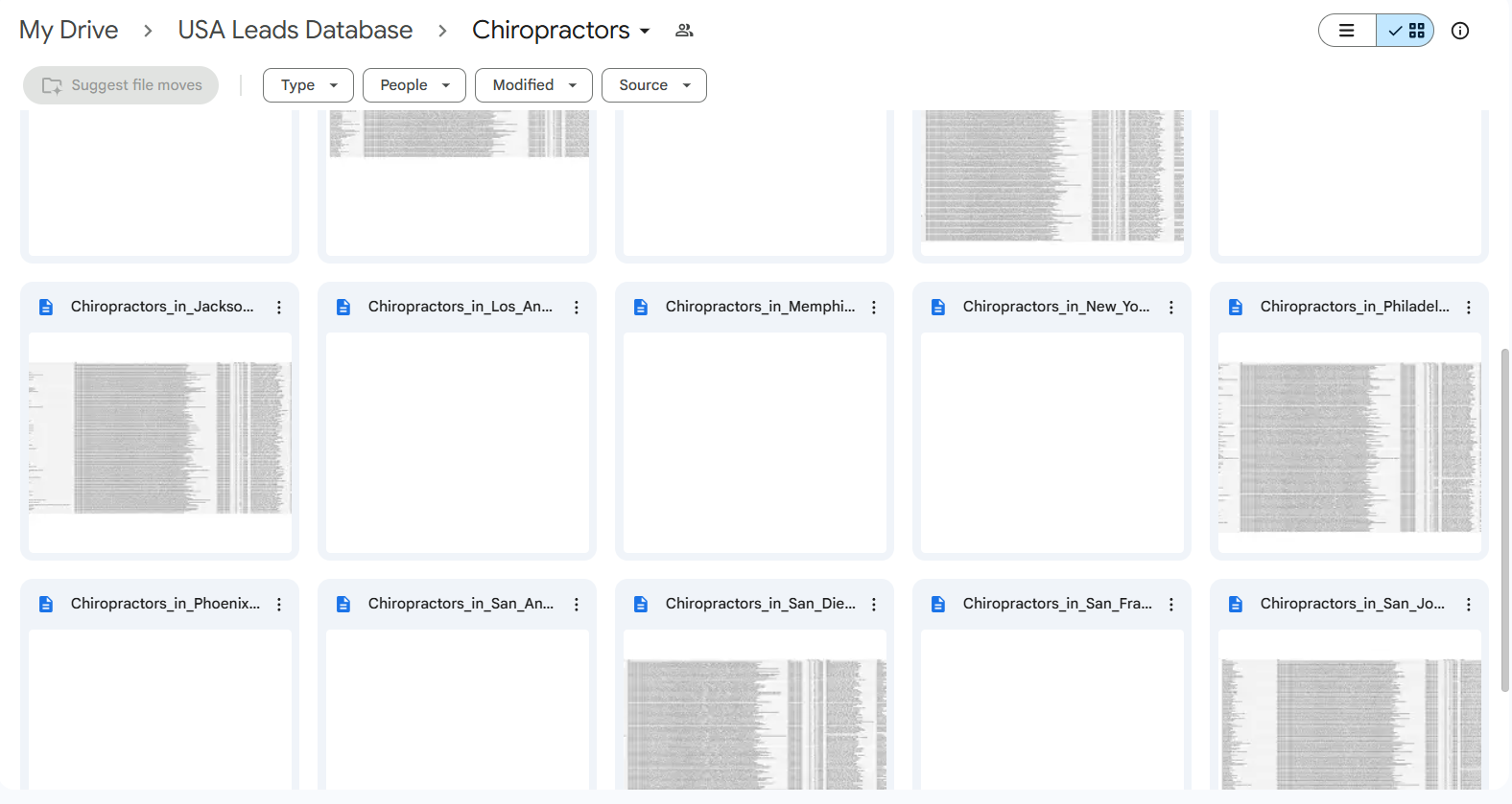 City-wise data files for Chiropractors niche