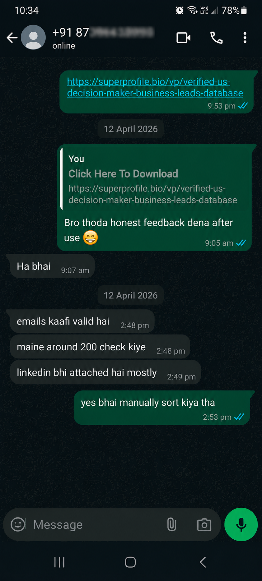 Customer verified emails are valid, LinkedIn also attached in the data